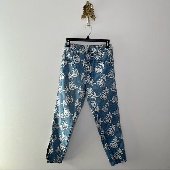 Vintage COD Paris Embroidered Slim Leg Jeans 25/26 - Picture 1 of 8